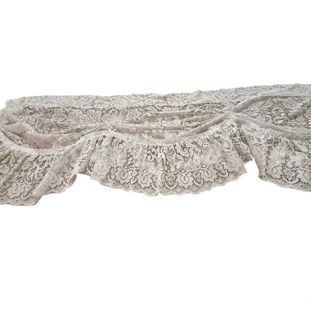 Gorgeous Vintage Lace Valance White Ruffled Short Curtain Fancy Scalloped Single
